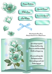 Beautiful Aqua Flower Open Book