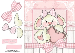 Little White Bunny With Heart 8x8