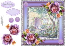 Beautiful Lilac Painting With Roses 8x8