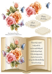 Beautiful Colourful Roses Birthday Open Book