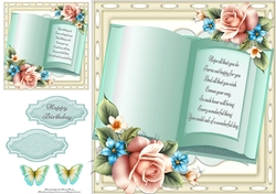 Beautiful Aqua Open Book 8x8