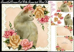 Beautiful Cream Cat With Roses 8x8 Mini Kit