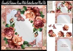 Beautiful Autumn Roses With Butterflies 8x8 Mini Kit