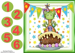 Birthday Dragon With Cake 8x8