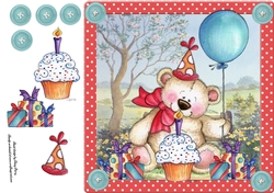 Adorable Bear With Birthday Picnic 8x8