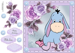 Cute Donkey With Roses 8x8