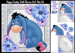Happy Donkey With Flowers 8x8 Mini Kit