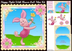 Happy Piglet With Flower 8x8 Mini Kit