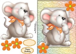 Gorgeous Fluffy Mouse With Orange Scarf