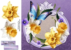Beautiful Daffodils and Butterfly 8x8
