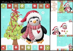 Festive Penguin With Tree 8x8 Mini Kit