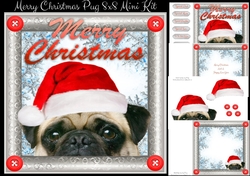 Merry Christmas Pug 8x8 Mini Kit