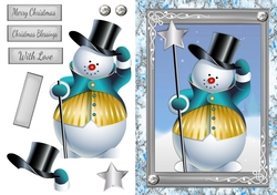 Cute Snowman In Blue & Yellow Coat