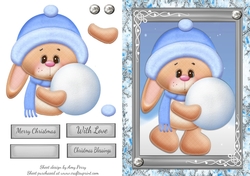 Cute Bunny With Giant Snowball