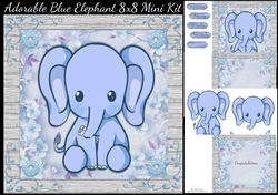 Adorable Blue Elephant 8x8 Mini Kit