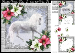 Beautiful White Horse In Snow 8x8 Mini Kit