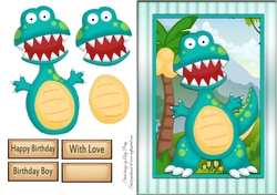 Funny Blue And Green Dinosaur
