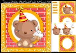 Gorgeous Birthday Bear With Cupcake 8x8 Mini Kit