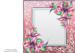 Beautiful Pink Snowflake Frame With Purple And Pink Lillies 8x8 Insert