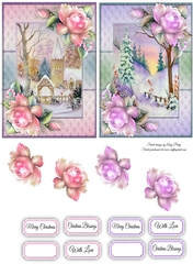 2 6x4 Christmas Scene Pink & Purple Toppers