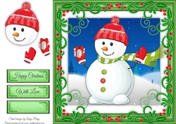 Snowman With Red Hat 8x8