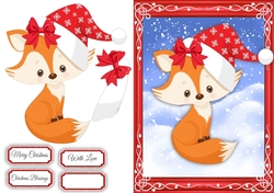 Gorgeous Fox With Red & White Snowflake Hat