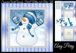 Snowman With Woolly Hat & Mittens 8x8 Mini Kit