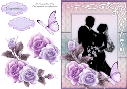 Wedding Silhouette With Lilac Flowers 