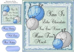 Humorous Knitting Blue 8x8