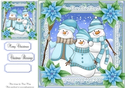 Blue Snowman Family 8x8