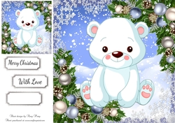 Gorgeous Polar Bear With Bauble Corners 8x8
