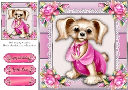 Gorgeous Dog In Pink Coat 8x8
