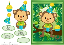 Monkey With Present & Cupcake