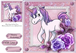 Beautiful Lilac & Blue Unicorn 8x8