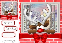 Reindeer Playing Peek-A-Boo 8x8