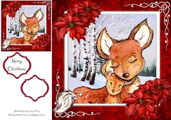 Beautiful Mum & Baby Fox 8x8