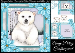Gorgeous Polar Bear With Blue Poinsettia 8x8 Mini Kit
