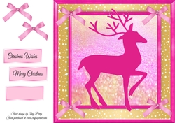 Beautiful Pink Reindeer Silhouette 8x8