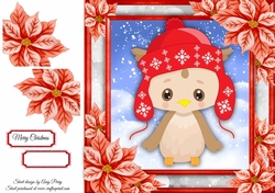 Adorable Owl With Winter Hat 8x8