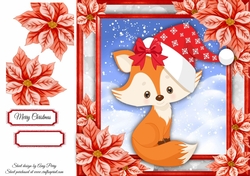 Adorable Fox With Santa Hat 8x8