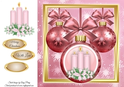 Beautiful Pink Baubles With Candles 8x8