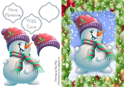Gorgeous Snowman With Red & Purple Hat