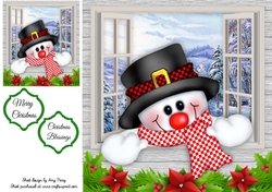 Snowman Peeping Through The Window 8x8