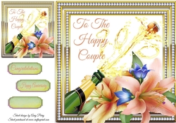 Champagne Bottle With Lillies 8x8