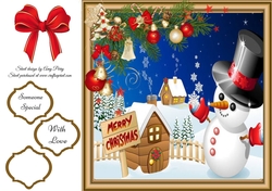 Snowman With christmas House 8x8