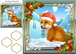 Beautiful Fox In Santa Hat 8x8