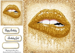 Beautiful Gold Glitter Lips 8x8
