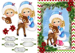 Cute Little Girl With Reindeer