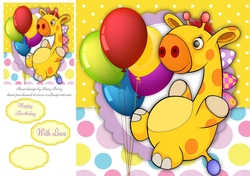 Bright Cute Giraffe With Balloons 8x8