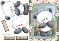 Gorgeous Panda With Pink Roses